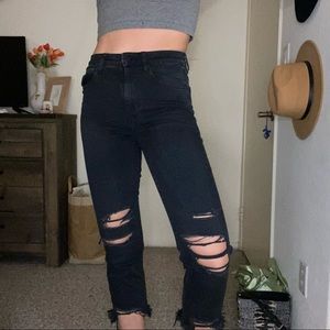 American Eagle distressed black ankle jeans